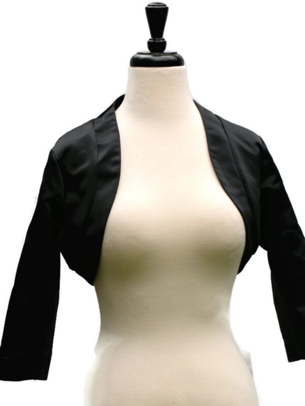 Formal Black Satin Bolero US size 6, Open Front Shrug